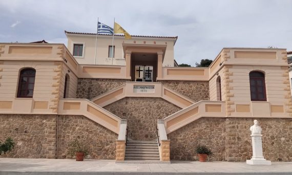 Explore this neoclassical architecture in Kalamata, Greece featuring stone and stucco design.